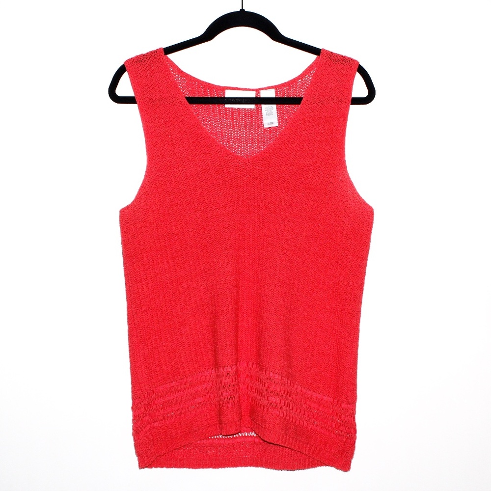 Liz Claiborne Vintage 90s Coral Mesh Knit Tank Top
